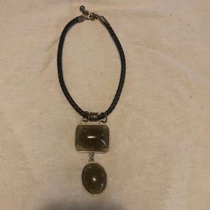 Ladies Black, Square/Circular Pendant Necklace, Nickel Plated